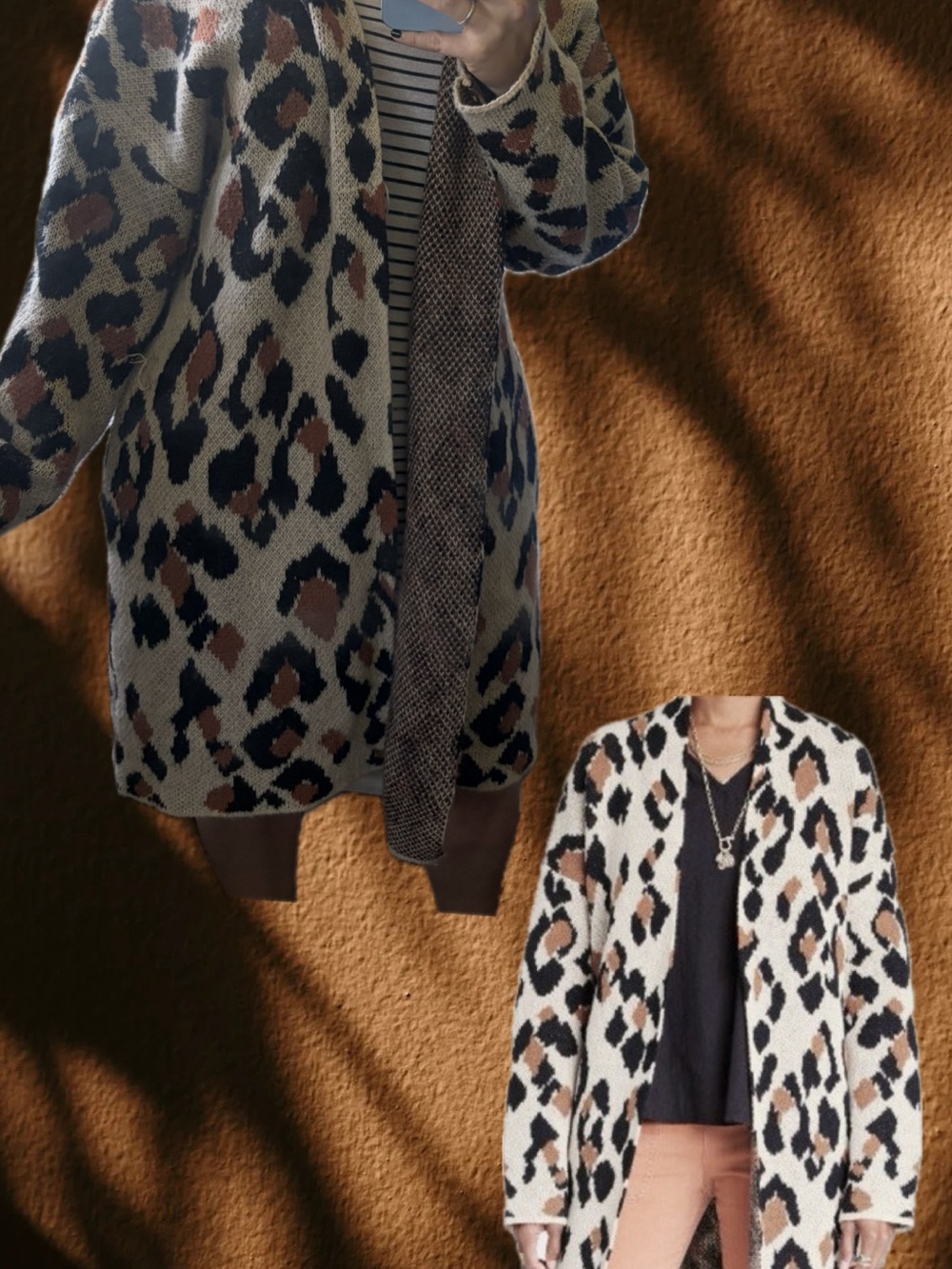 Knox Rose Leopard Print Open Cardigan in Cream, Black & Brown
